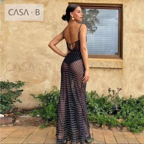 NEW to CASA B💫| Emerson Semi Sheer Polka Dot Maxi Dress - Picture 4 of 9